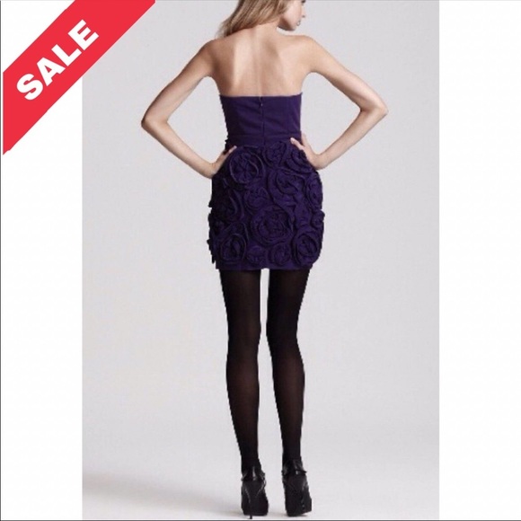 Cynthia Steffe | Womens Size 0 Rosette Appliqué Strapless Dress Purple Fit Short - Picture 1 of 14